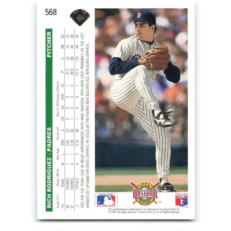 1992 Upper Deck #568 Rich Rodriguez NM-MT San Diego Padres Baseball Card - Baseball Card Single