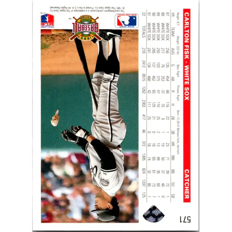 1992 Upper Deck #571 Carlton Fisk NM-MT Chicago White Sox Baseball Card - Baseball Card Single