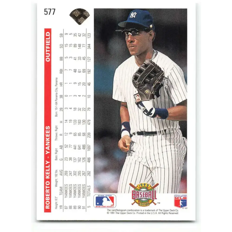 1992 Upper Deck #577 Roberto Kelly NM-MT New York Yankees Baseball Card - Baseball Card Single