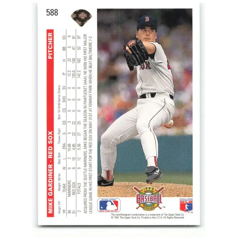 1992 Upper Deck #588 Mike Gardiner NM-MT Boston Red Sox Baseball Card - Baseball Card Single