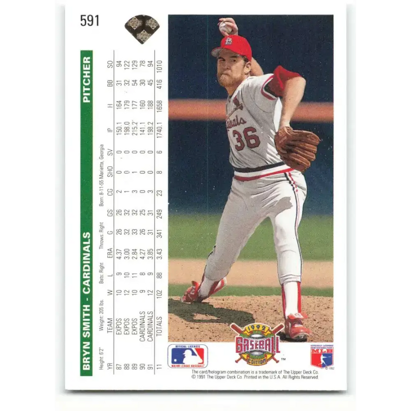 1992 Upper Deck #591 Bryn Smith NM-MT St. Louis Cardinals Baseball Card - Baseball Card Single