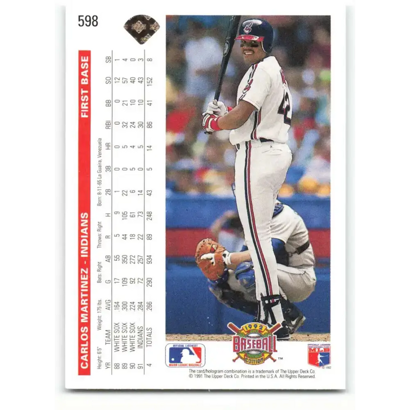 1992 Upper Deck #598 Carlos Martinez NM-MT Cleveland Indians Baseball Card - Baseball Card Single