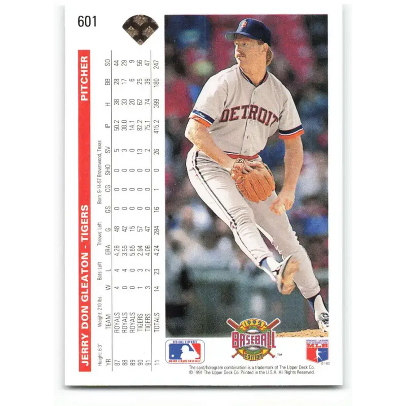 1992 Upper Deck #601 Jerry Don Gleaton NM-MT Detroit Tigers Baseball Card - Baseball Card Single
