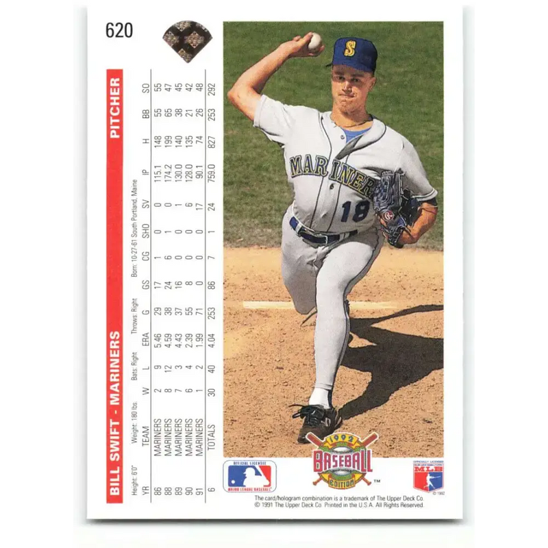 1992 Upper Deck #620 Bill Swift NM-MT Seattle Mariners Baseball Card - Baseball Card Single