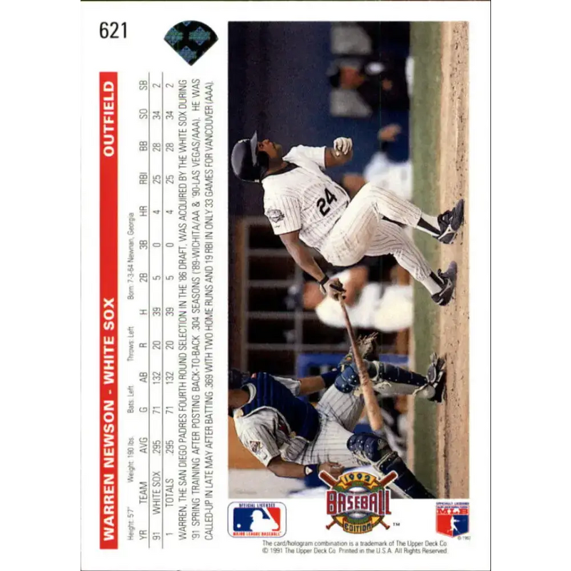1992 Upper Deck #621 Warren Newson NM-MT Chicago White Sox Baseball Card - Baseball Card Single