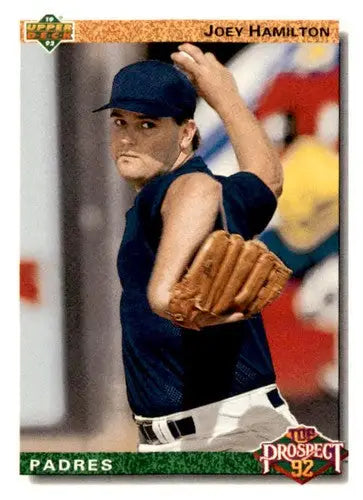 Original gloss 1992 Upper Deck Joey Hamilton rookie baseball card Padres ID 44477
