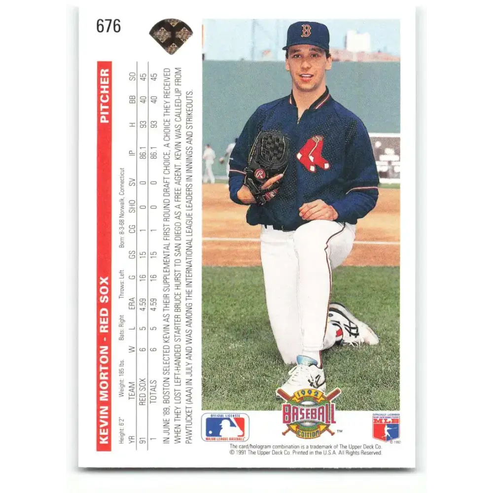 1992 Upper Deck #676 Kevin Morton NM-MT Boston Red Sox Baseball Card - Baseball Card Single