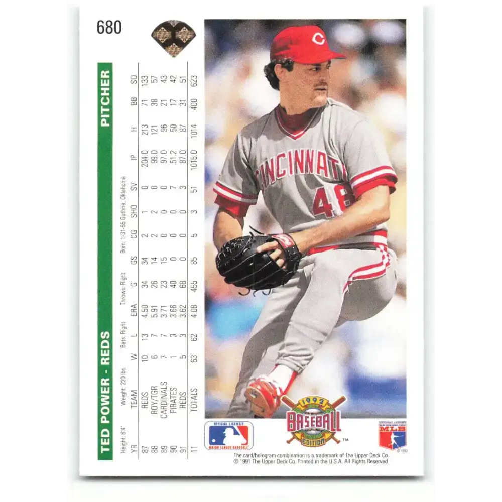 1992 Upper Deck #680 Ted Power NM-MT Cincinnati Reds Baseball Card - Baseball Card Single