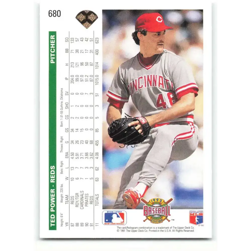 1992 Upper Deck #680 Ted Power NM-MT Cincinnati Reds Baseball Card - Baseball Card Single