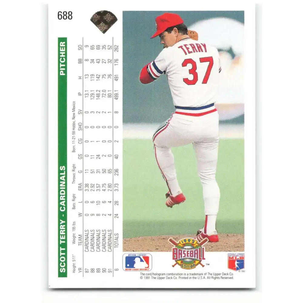 1992 Upper Deck #688 Scott Terry NM-MT St. Louis Cardinals Baseball Card - Baseball Card Single