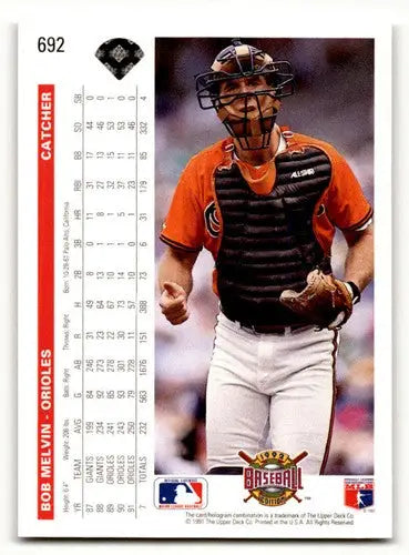 1992 Upper Deck #692 Bob Melvin ID:46363 - Baseball Card Single