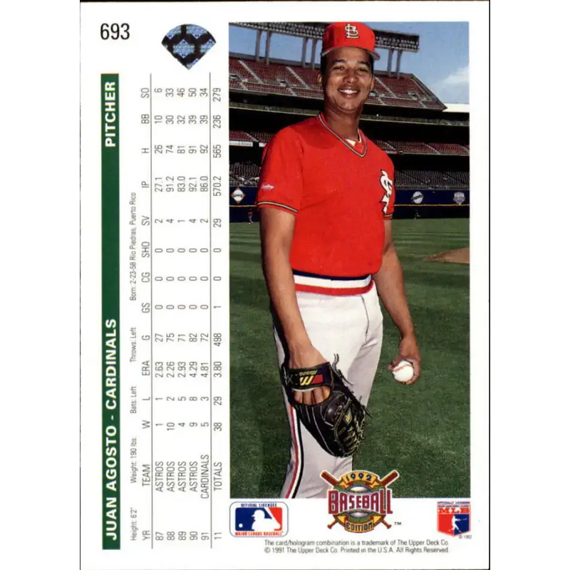1992 Upper Deck #693 Juan Agosto NM-MT St. Louis Cardinals Baseball Card - Baseball Card Single
