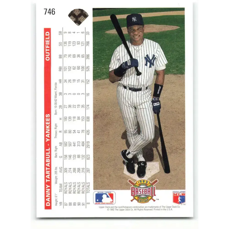 1992 Upper Deck #746 Danny Tartabull NM-MT New York Yankees Baseball Card - Baseball Card Single