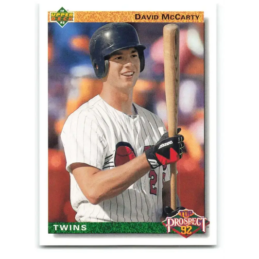 1992 Upper Deck #75 David McCarty NM-MT RC Rookie Minnesota Twins Baseball Card - Baseball Card Single