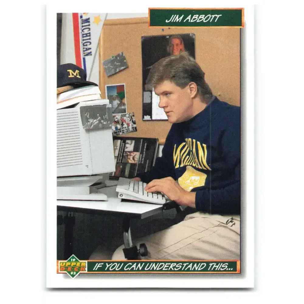 1992 Upper Deck #78 Jim Abbott Stay In School NM-MT California Angels Baseball Card - Baseball Card Single