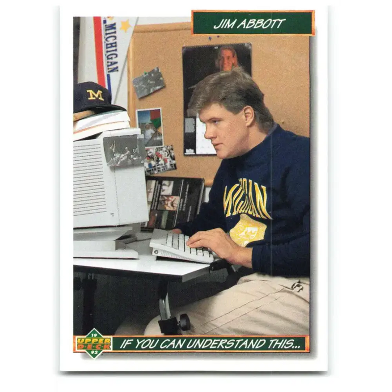 1992 Upper Deck #78 Jim Abbott Stay In School NM-MT California Angels Baseball Card - Baseball Card Single