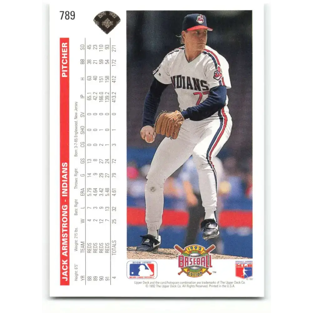 1992 Upper Deck #789 Jack Armstrong NM-MT Cleveland Indians Baseball Card - Baseball Card Single