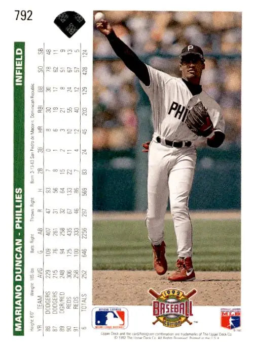 1992 Upper Deck #792 Mariano Duncan - Baseball Card Single