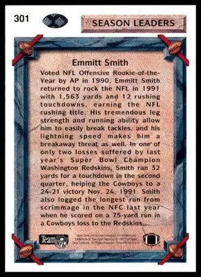 1992 Upper Deck Emmitt Smith 301 Dallas Cowboys
