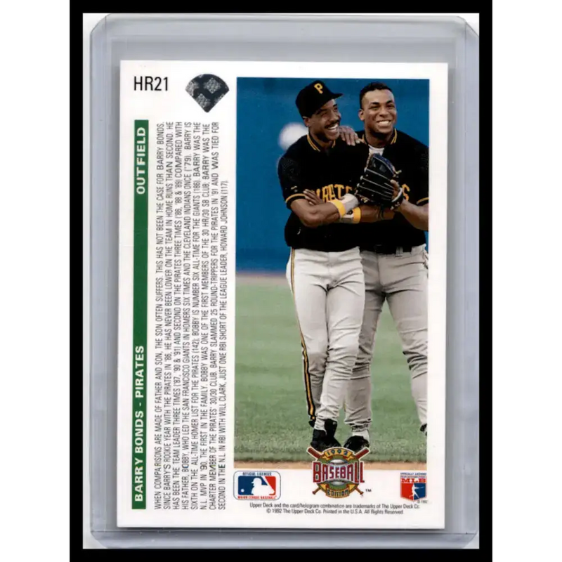 1992 Upper Deck #HR21 Barry Bonds NM-MT Pittsburgh Pirates Baseball Card - Baseball Card Single