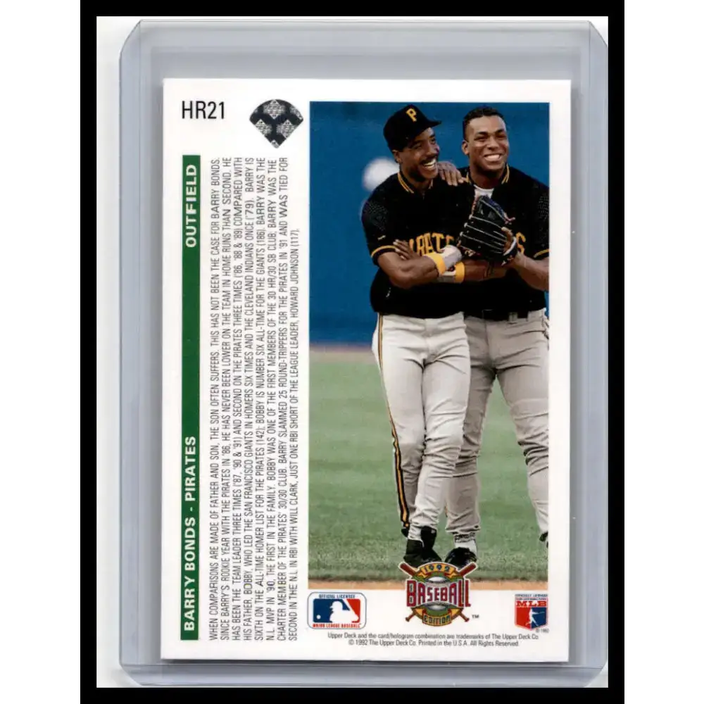 1992 Upper Deck #HR21 Barry Bonds NM-MT Pittsburgh Pirates Baseball Card - Baseball Card Single