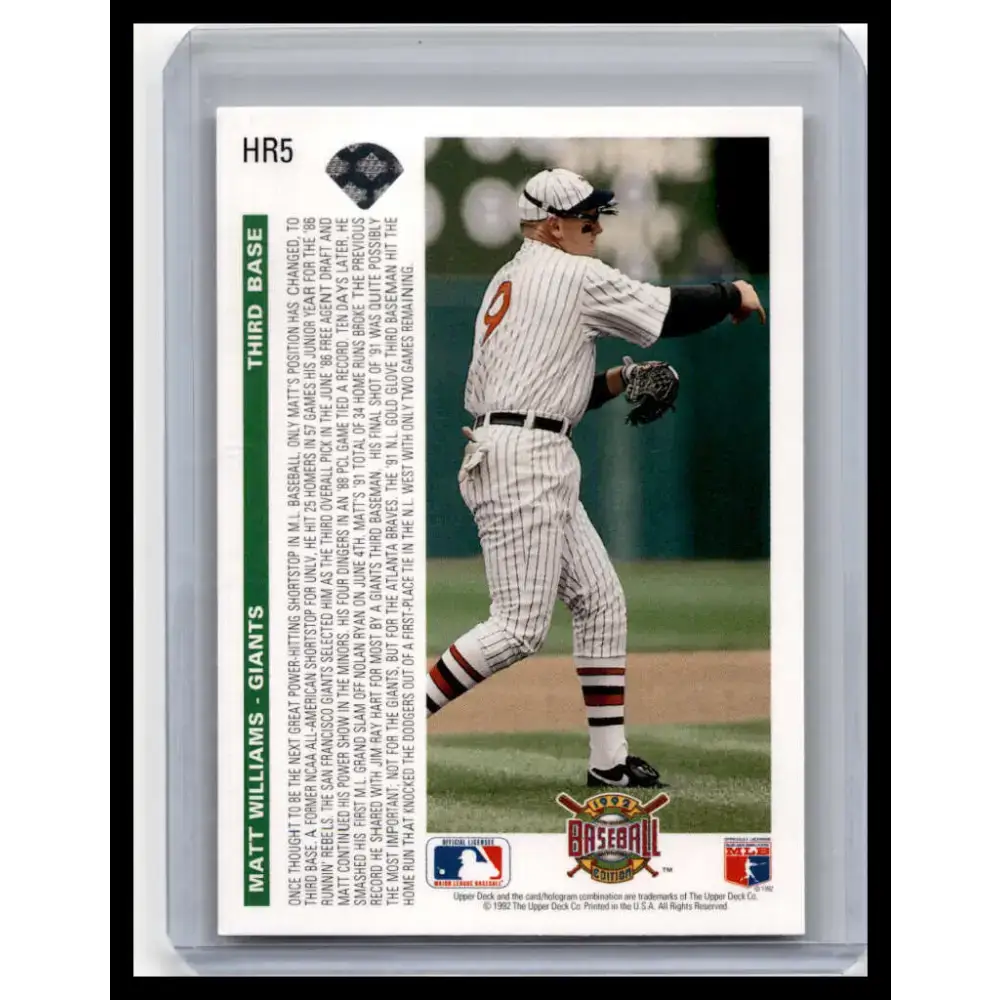 1992 Upper Deck #HR5 Matt Williams NM-MT San Francisco Giants Baseball Card - Baseball Card Single