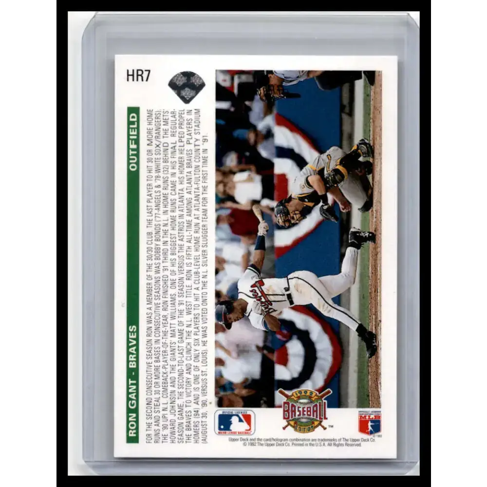 1992 Upper Deck #HR7 Ron Gant NM-MT Atlanta Braves Baseball Card - Baseball Card Single