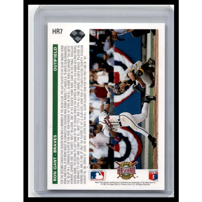 1992 Upper Deck #HR7 Ron Gant NM-MT Atlanta Braves Baseball Card - Baseball Card Single