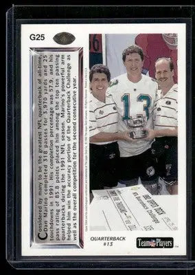 1992 Upper Deck Team NFL Players Club Dan Marino #G25 Football - Football Card Single