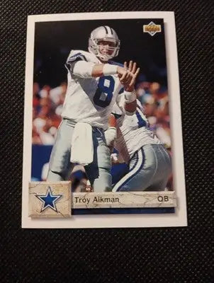 1992 Upper Deck - Troy Aikman #597. Dallas Cowboys. NRMT+ - Football Card Single