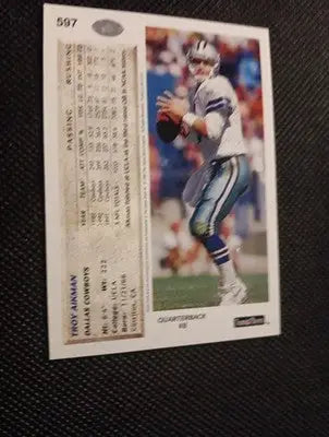 1992 Upper Deck - Troy Aikman #597. Dallas Cowboys. NRMT+ - Football Card Single