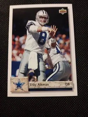 1992 Upper Deck - Troy Aikman #597. Dallas Cowboys. NRMT+ - Football Card Single