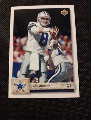 1992 Upper Deck - Troy Aikman #597. Dallas Cowboys. NRMT+ - Football Card Single