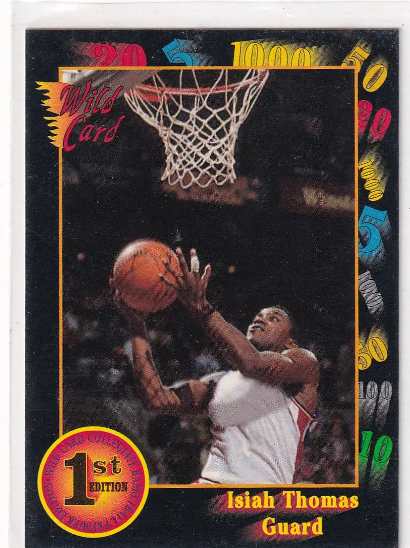 1992 WILD CARD #7 ISIAH THOMAS- DETROIT PISTONS - Basketball Card Single