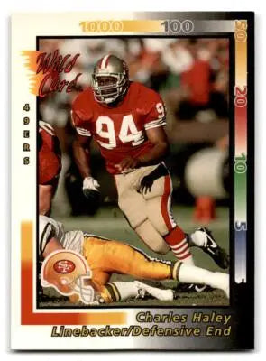 Charles Haley football card from 1992 Wild Card featuring San Francisco 49ers player