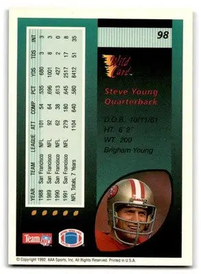 1992 Wild Card #98 Steve Young - Football Card Single