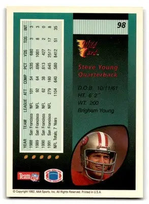 1992 Wild Card Football Steve Young #98 San Francisco 49ers - Football Card Single