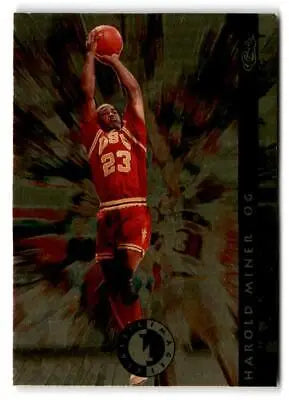 Harold Miner in red #23 jersey jumping with ball for Classic Images Four Sport card