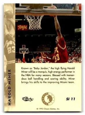 Harold Miner basketball card from 1993-94 Classic Images Four Sport Sudden Impact