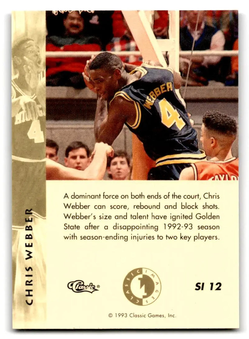 1993-94 Classic Images Four Sport #SI 12 Chris Webber Sudden Impact - Basketball Card Single