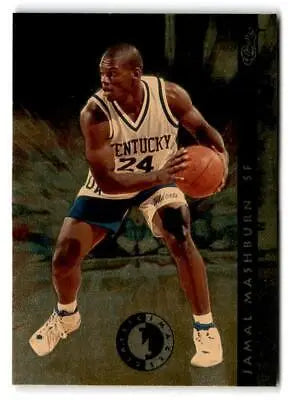 Jamal Mashburn in Kentucky #24 jersey, defensive stance with basketball, Classic Images Four