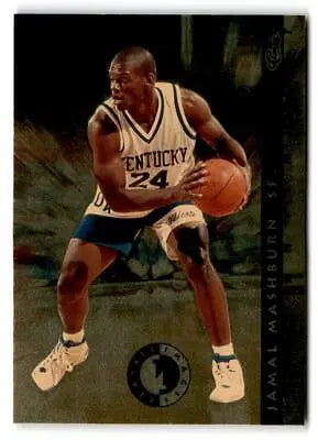 Jamal Mashburn in Kentucky #24 jersey dribbling, Classic Images Four Sport card display