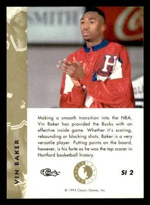 1993-94 Classic Images Four Sport #SI 2 Vin Baker Sudden Impact Milwaukee Bucks - Basketball Card Single