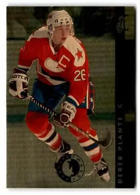 Hockey player in red and white jersey 26 skating, featuring Derek Plante Classic Images Four