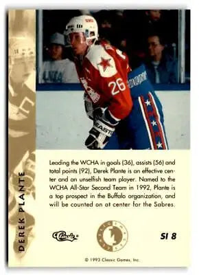 Derek Plante in red and white jersey number 28 during gameplay from Classic Images Four Sport