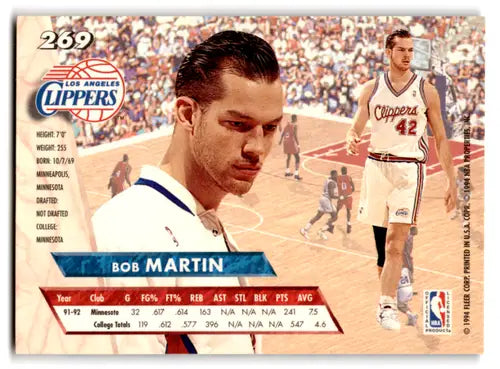 Original gloss Fleer Ultra Bob Martin basketball rookie card 1993-94 Clippers ID72717