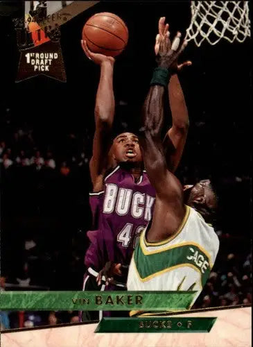 Original gloss basketball card featuring Vin Baker from 1993-94 Fleer Ultra Bucks