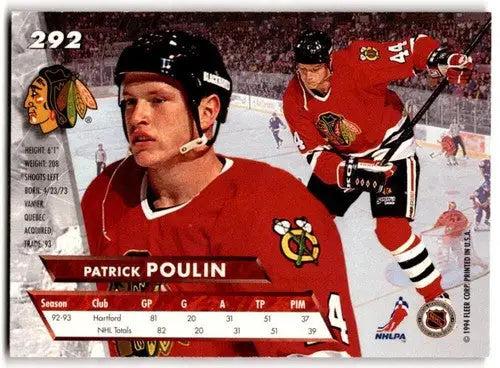 1993-94 Fleer Ultra #292 Patrick Poulin NM Near Mint Blackhawks ID:43392 - Hockey Card Single
