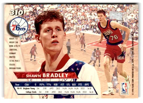 1993-94 Fleer Ultra #310 Shawn Bradley NM Near Mint 76ers ID:82576 - Basketball Card Single