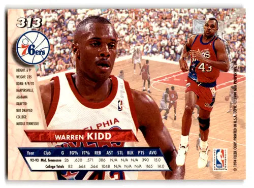 Original gloss Fleer Ultra Warren Kidd basketball card from 1993-94 Rookie series